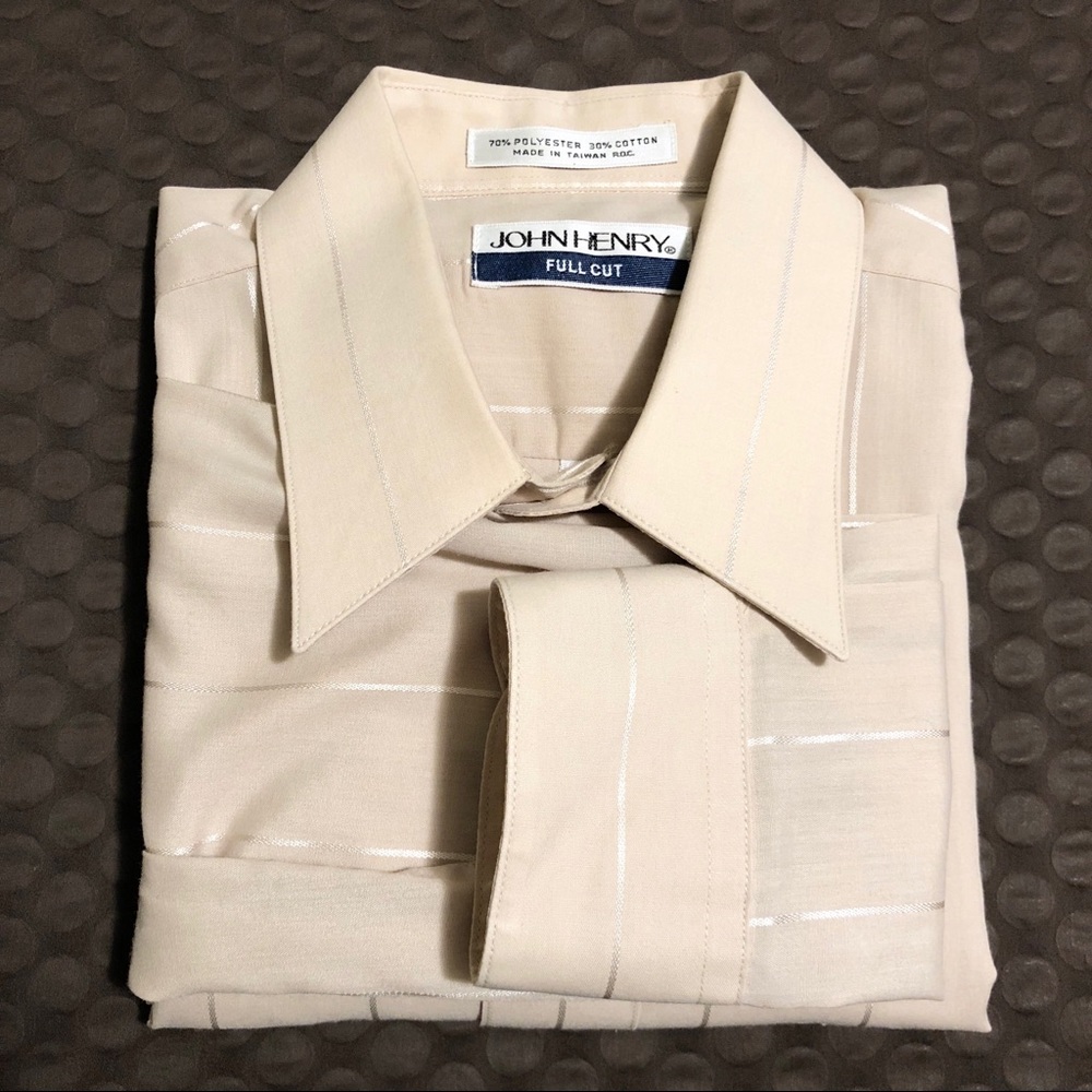 Brown Dress Shirt with Satin Stripes